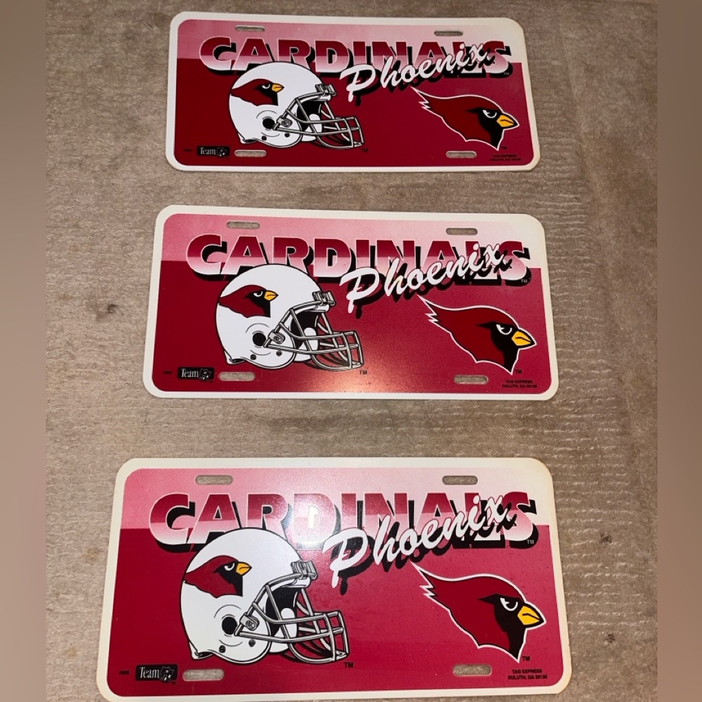 Set of three Arizona Cardinals Vintage Booster / License Plates